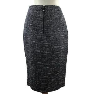Magaschoni Metallic Tweed Zip Front Pencil Skirt